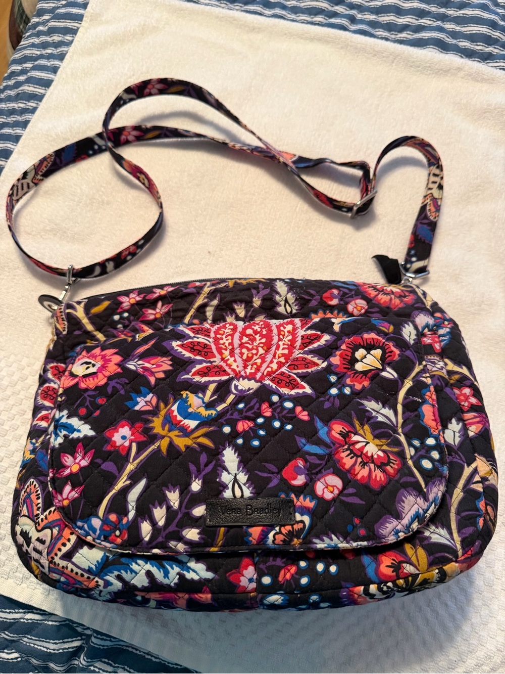 Vera Bradley Purple Floral Quilted Crossbody with Multicolor Accents